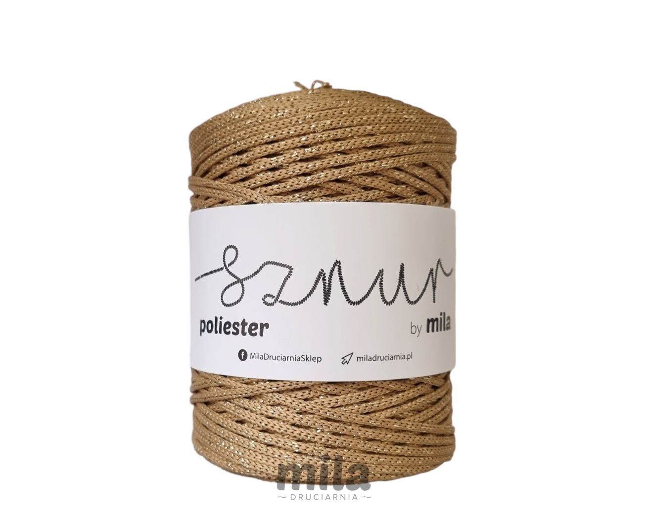 Snur de poliester 3mm Glitter, 200m, G232 bej auriu