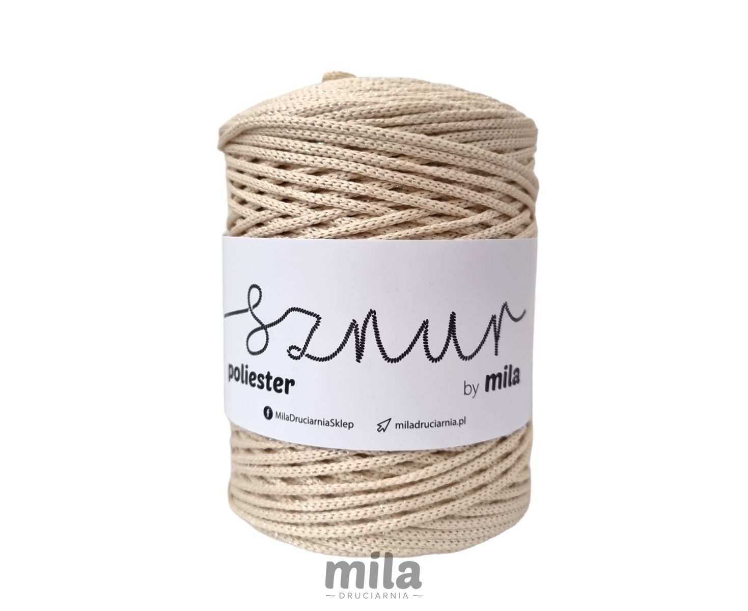 Snur de poliester 3mm Glitter, 200m, G29 crem perlat