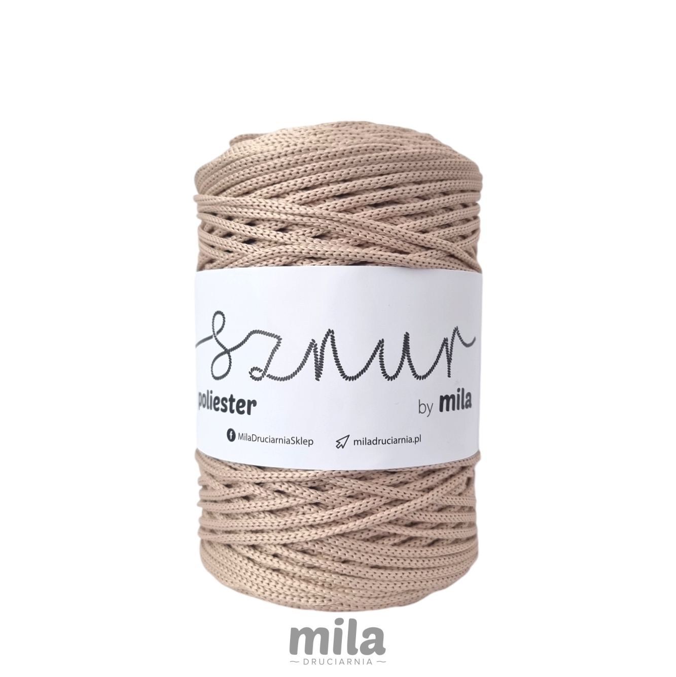 Snur de poliester de la Mila 3 mm, 200 m, 28 carne/bej