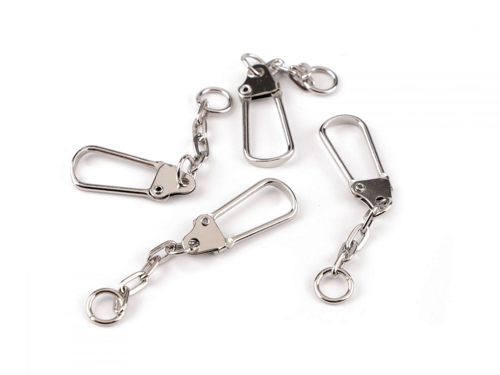 Fémkarabiner lánccal, készlet/ 10 db 