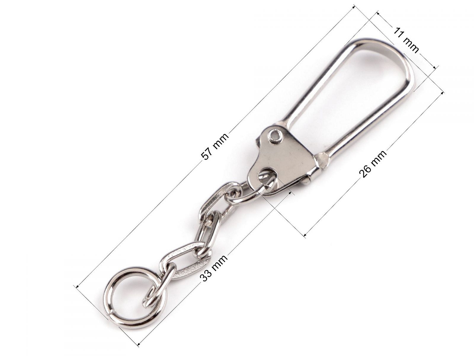 Fémkarabiner lánccal, készlet/ 10 db 