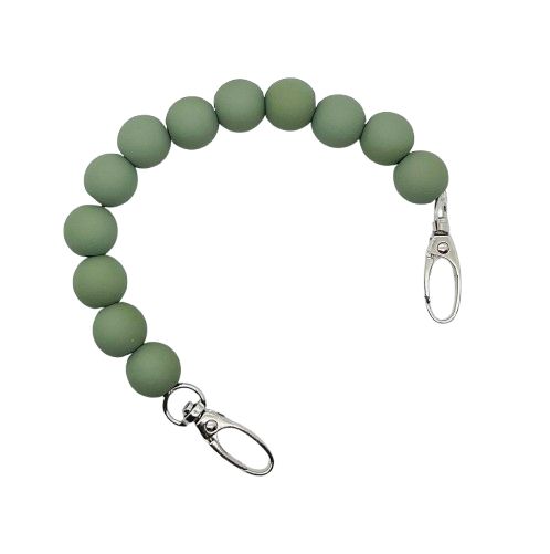 Mâner geantă din mărgele plastic mat, suprafata cauciucată Ø16 mm, verde