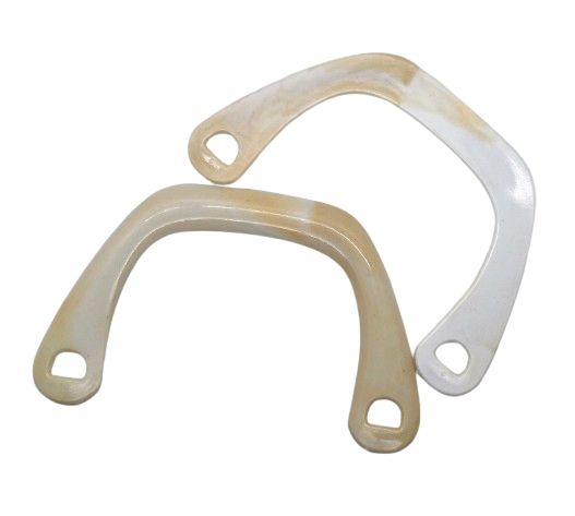 Manere pentru genti din plastic, 17.5 x 11 cm, pereche, crem