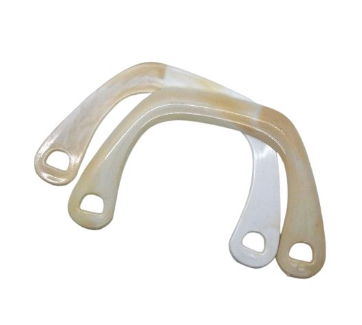 Manere pentru genti din plastic, 17.5 x 11 cm, pereche, crem