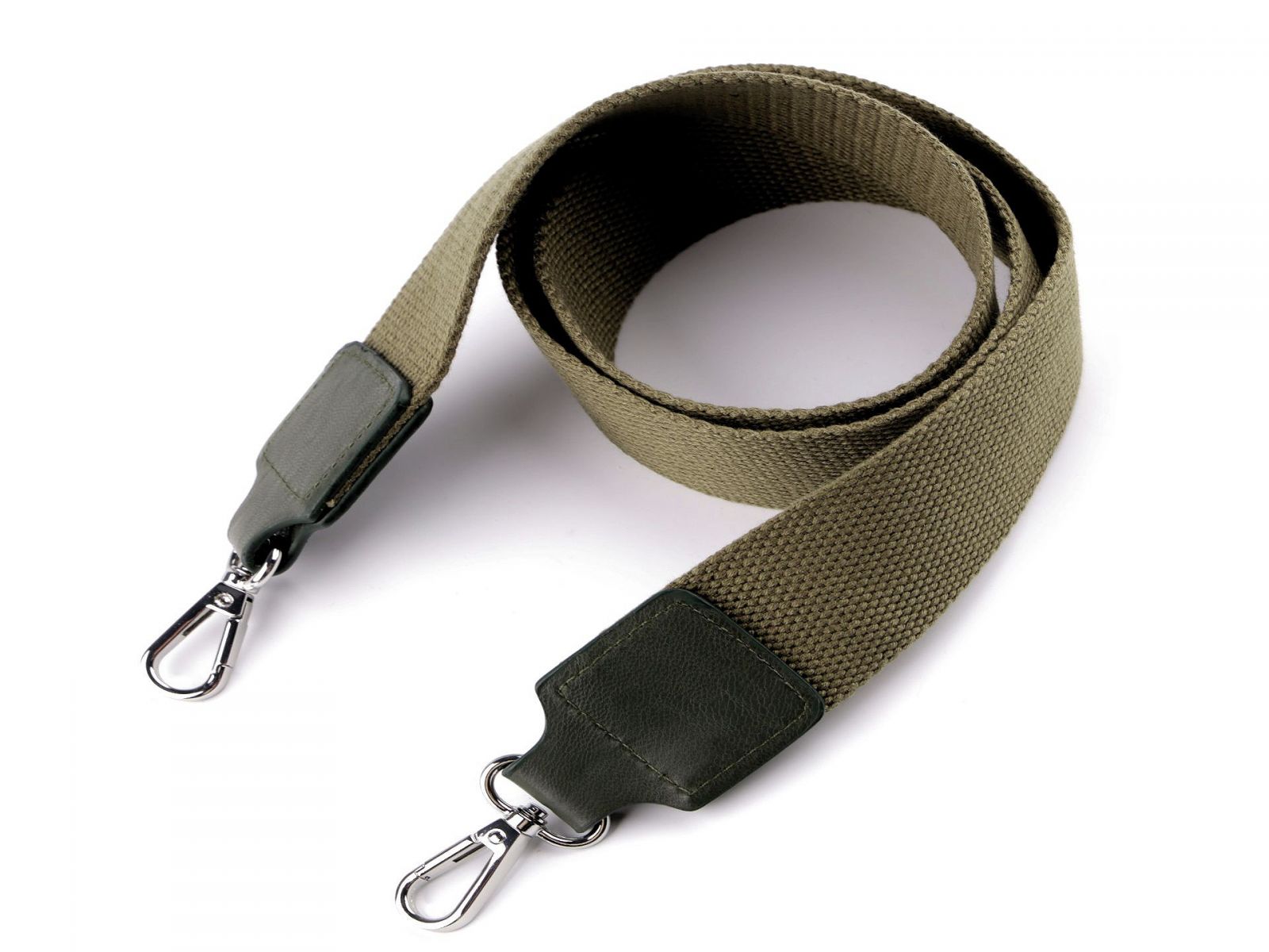 Curea textilă cu carabine pentru geantă latime 3,8 cm, verde kaki, nichel