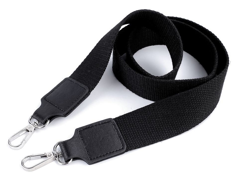 Curea textilă cu carabine pentru geantă latime 3,8 cm, negru, nichel