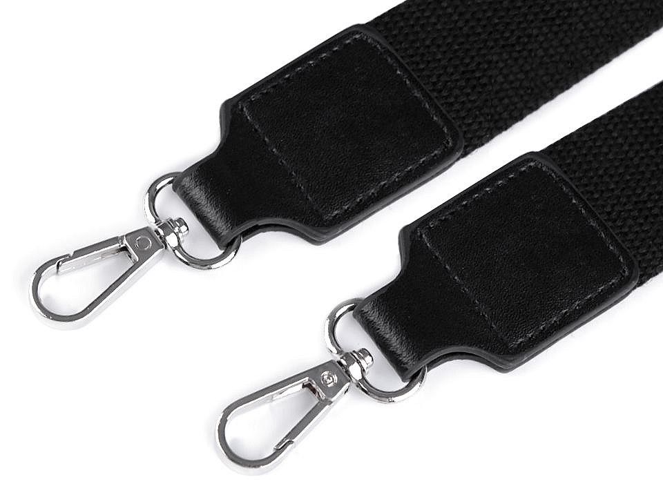 Curea textilă cu carabine pentru geantă latime 3,8 cm, negru, nichel