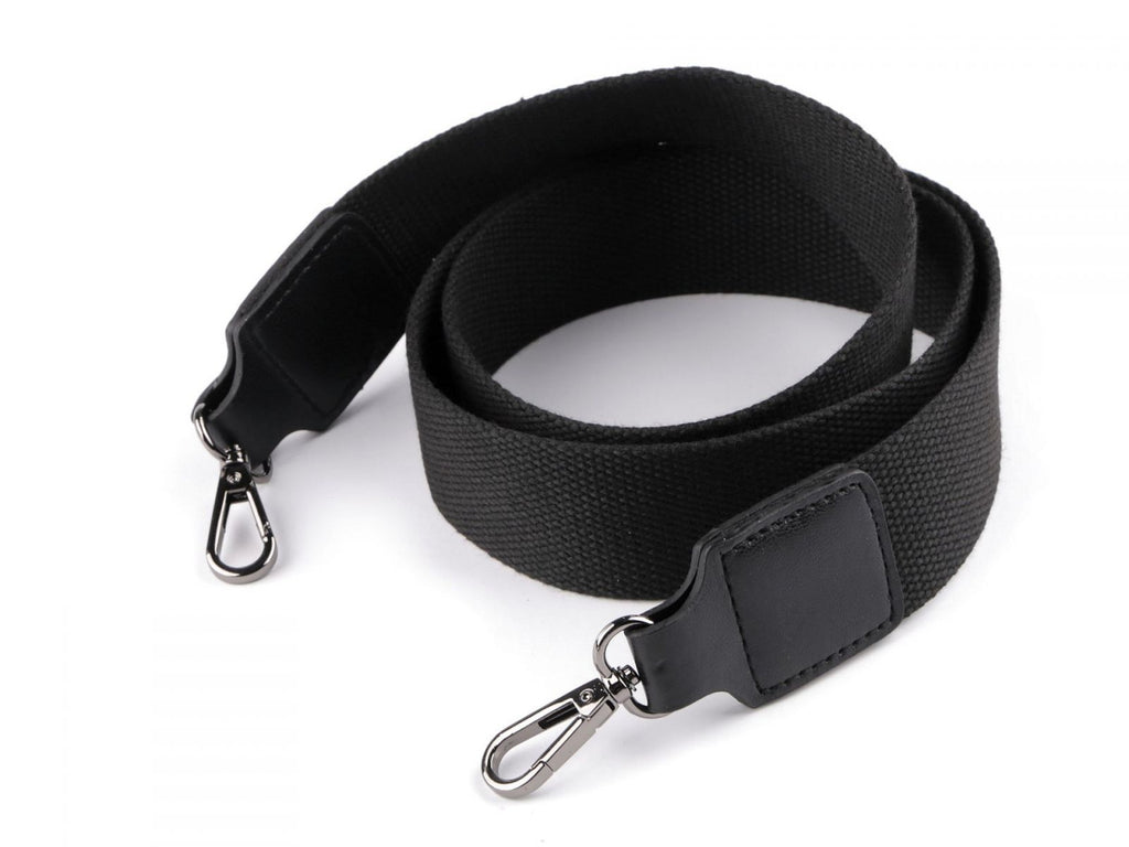 Curea textilă cu carabine pentru geantă latime 3,8 cm, negru, nichel negru