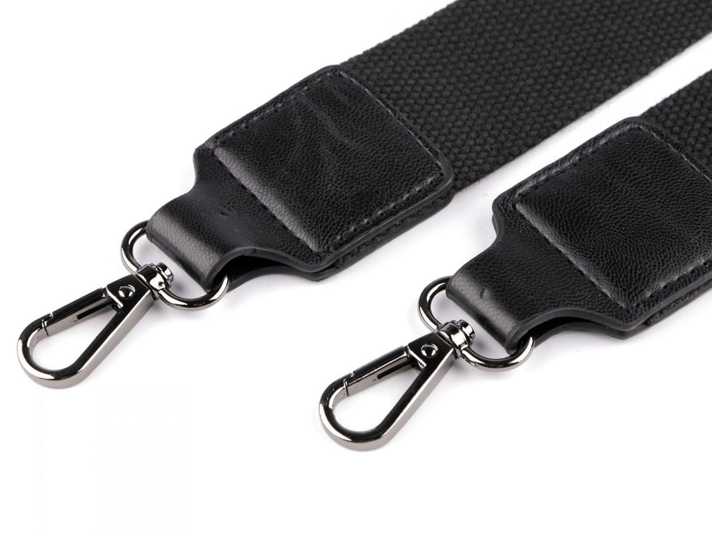 Curea textilă cu carabine pentru geantă latime 3,8 cm, negru, nichel negru
