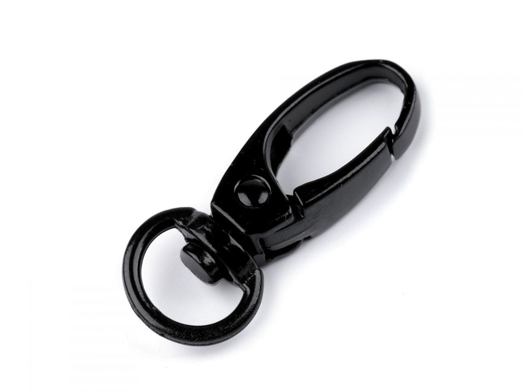 Forgatható fém karabiner, 10 mm-es lyuk, fekete lakk