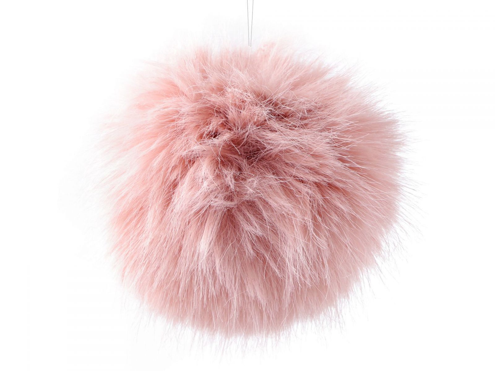 Pompon din blană cu buclă 11 cm, roz pudrat