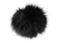 Pompon din blană cu buclă 11 cm-Negru