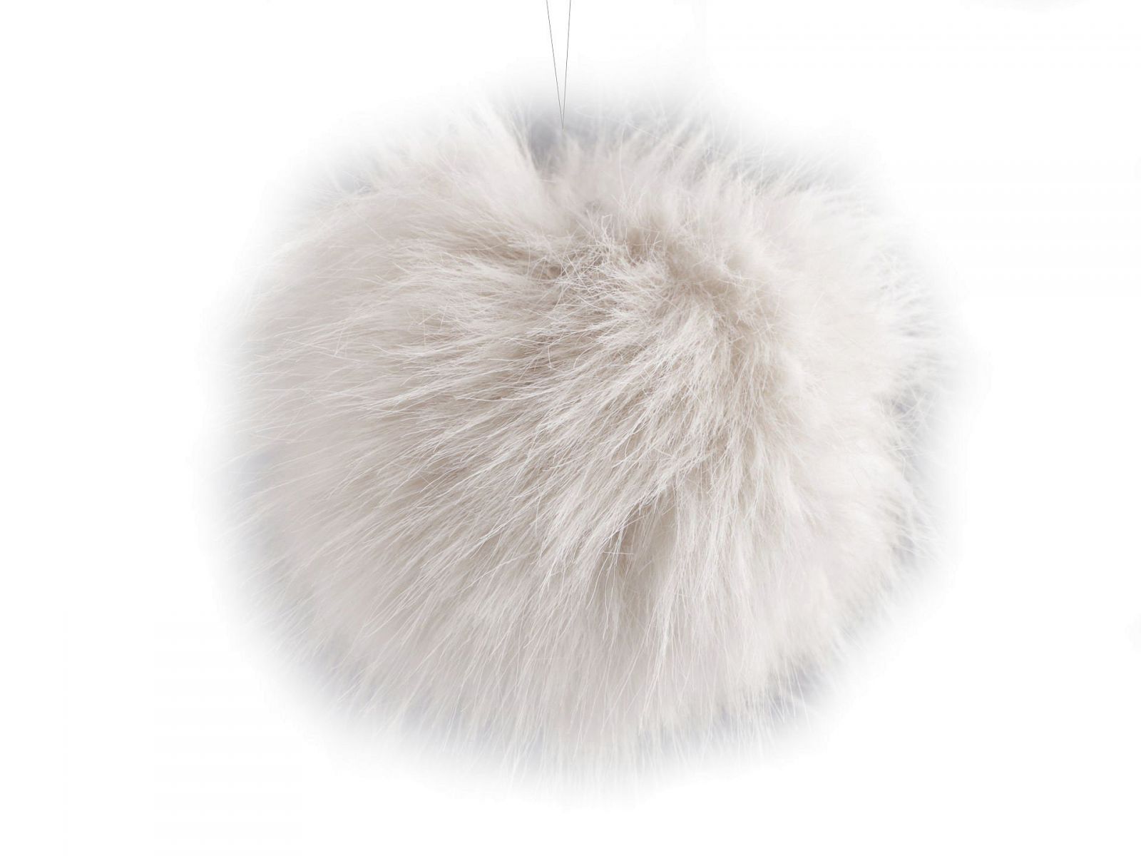 Pompon din blană cu buclă 11 cm- Crem deschis
