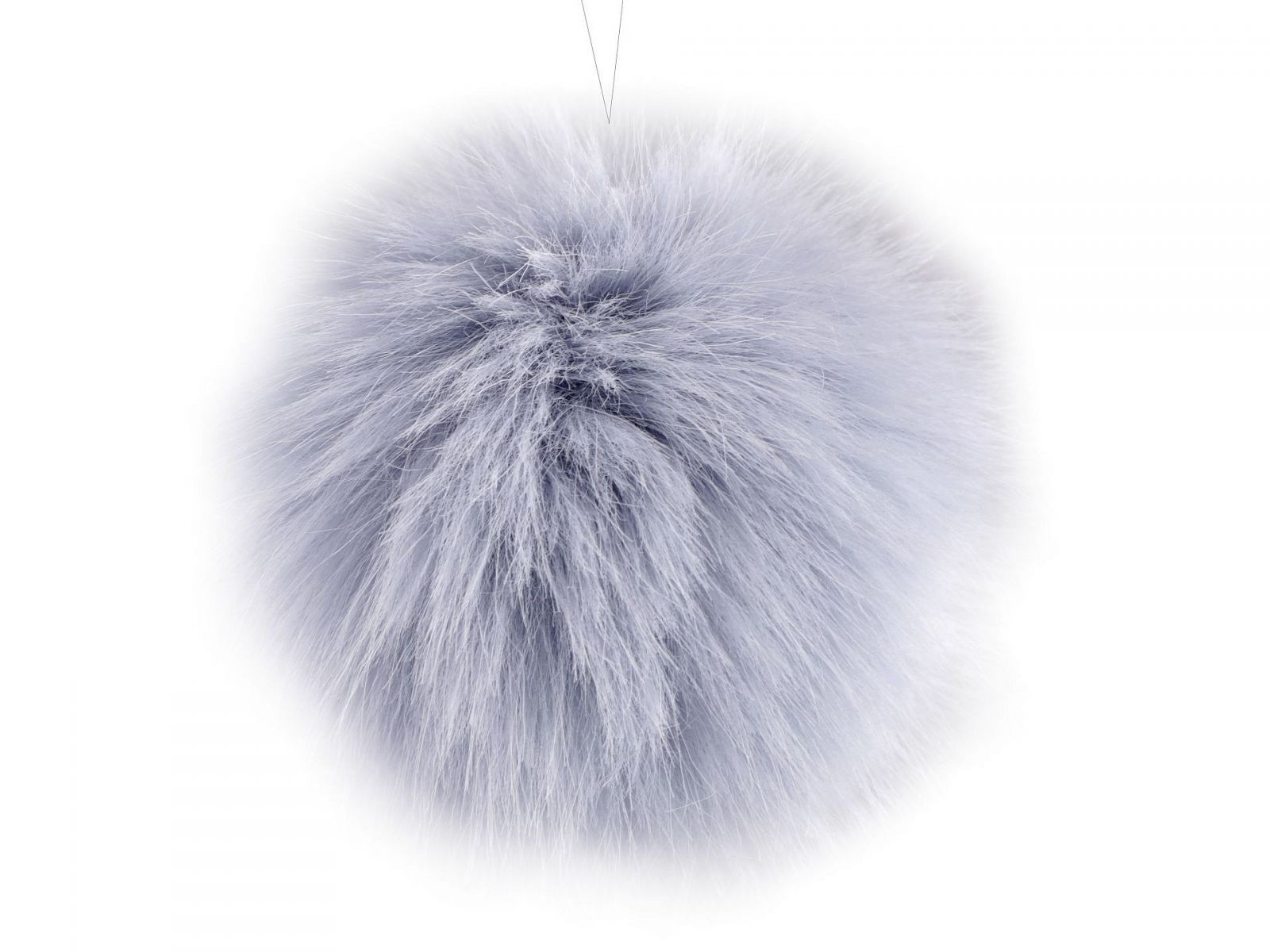 Pompon din blană cu buclă 11 cm- Albastru deschis