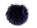 Pompon din blană cu buclă 11 cm- Albastru parizian