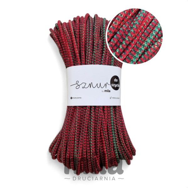 Sznur 5 mm cu sclipici, lungime 100 m, PG135  MIX CRACIUN
