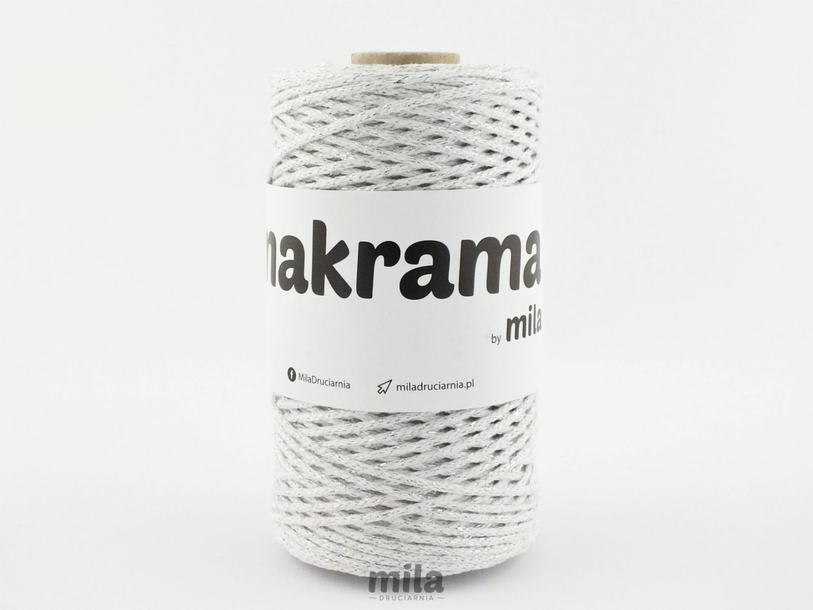 Snur MAKRAMA Glitter by Mila, 2 mm, 200 m 104 alb argintiu