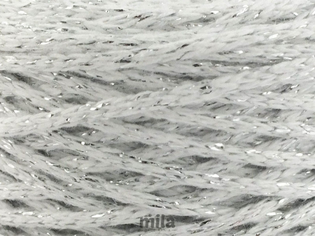 Snur MAKRAMA Glitter by Mila, 2 mm, 200 m 104 alb argintiu