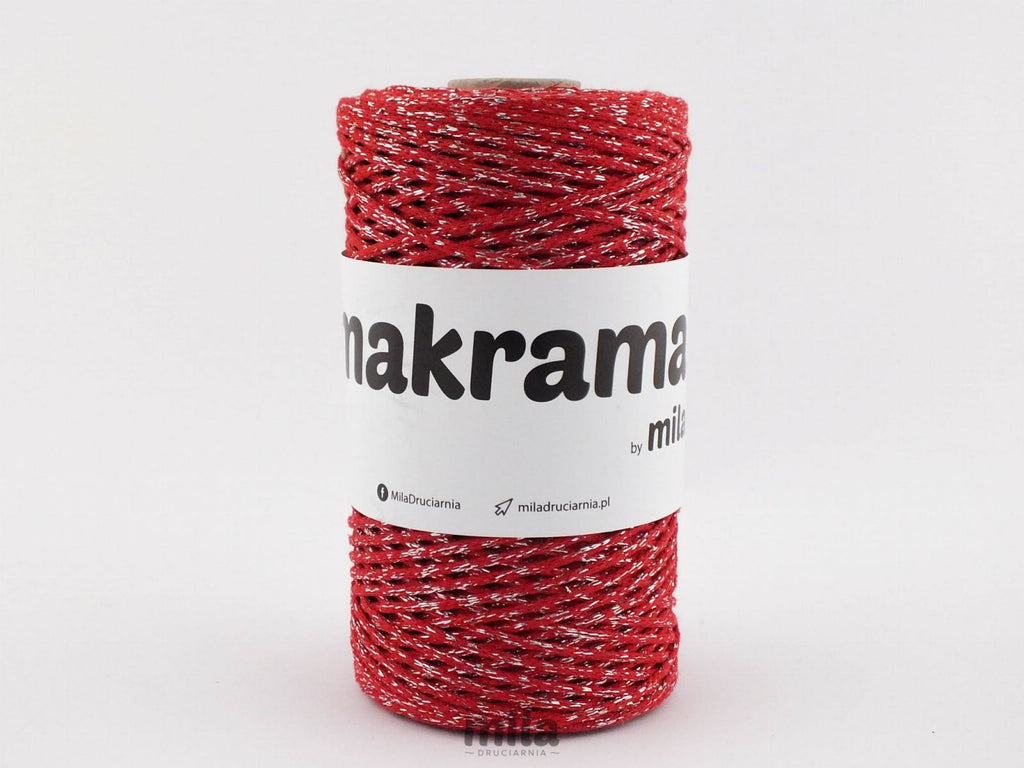 Snur MAKRAMA Glitter by Mila, 2 mm, 200 m, 101 roșu argintiu