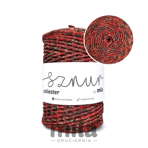 Snur de poliester 3mm Glitter, 200 m, GZ114 CRĂCIUN