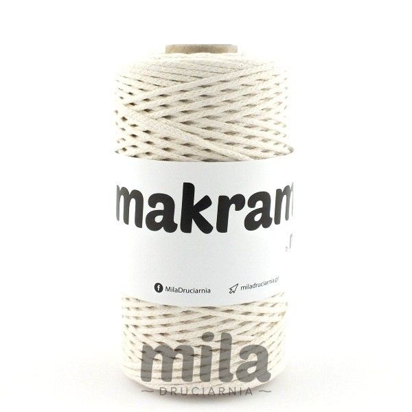 Snur MAKRAMA de la Mila, 2 mm, 200 m, 01 ecru