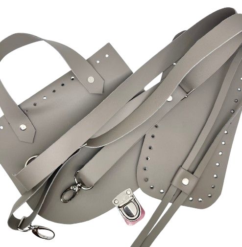 Set rucsac piele naturală, gri