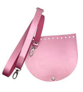 Set geanta piele naturala, clapeta +curea, roz metalizat