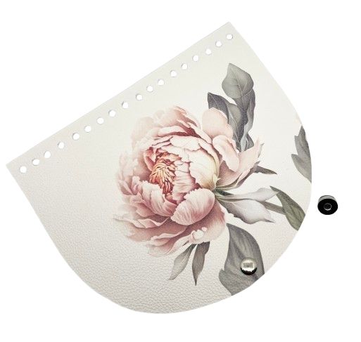 Clapeta geanta cu inchizatoare magnetica, piele ecologica, 20x17 cm- cu flori/crem