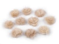 Aplicatie pompon din blană 3 cm-bej deschis-maro, 10 buc, 50% reducere