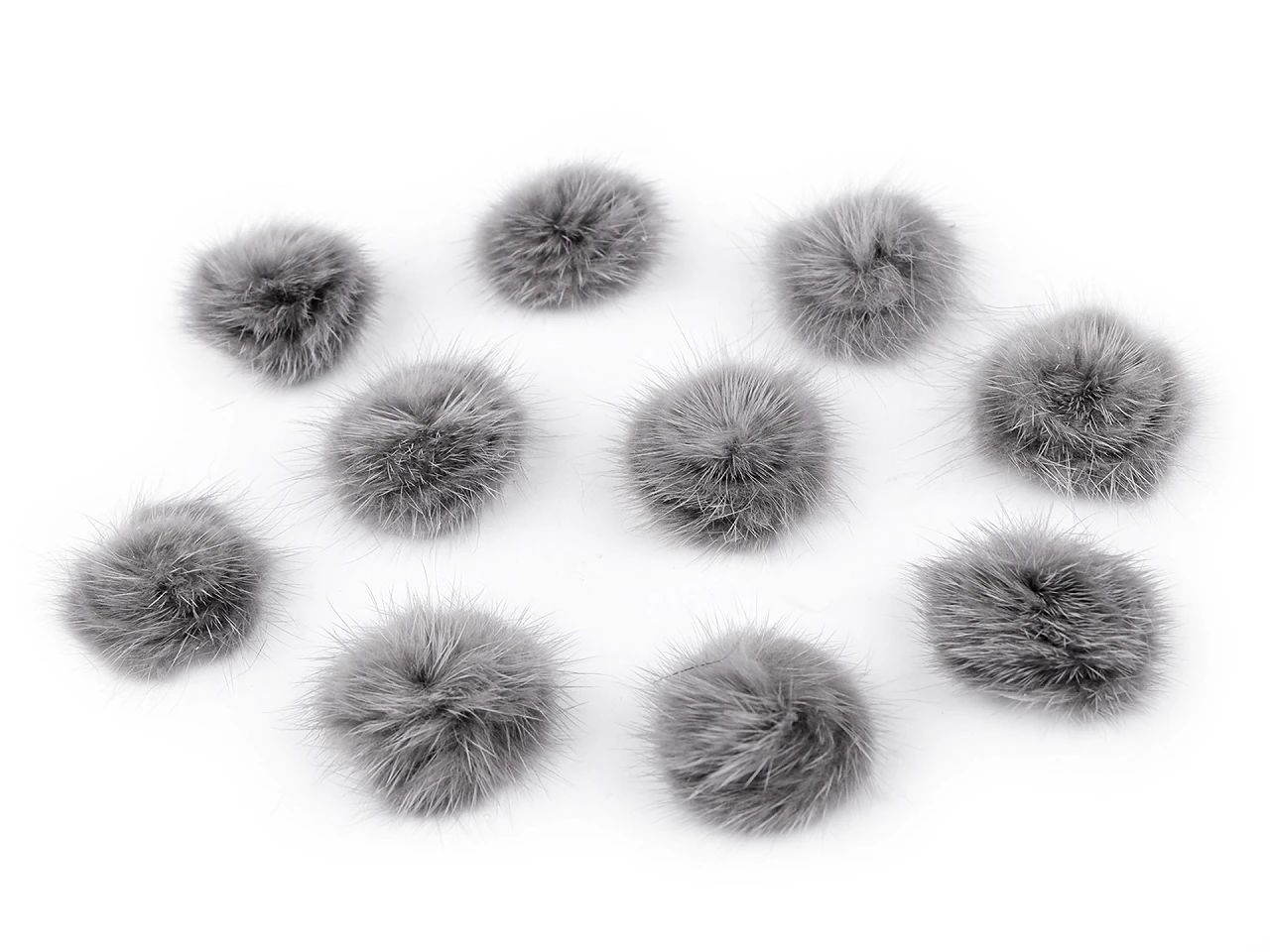 Aplicatie pompon din blană 3 cm-gri , 10 buc, 50% reducere