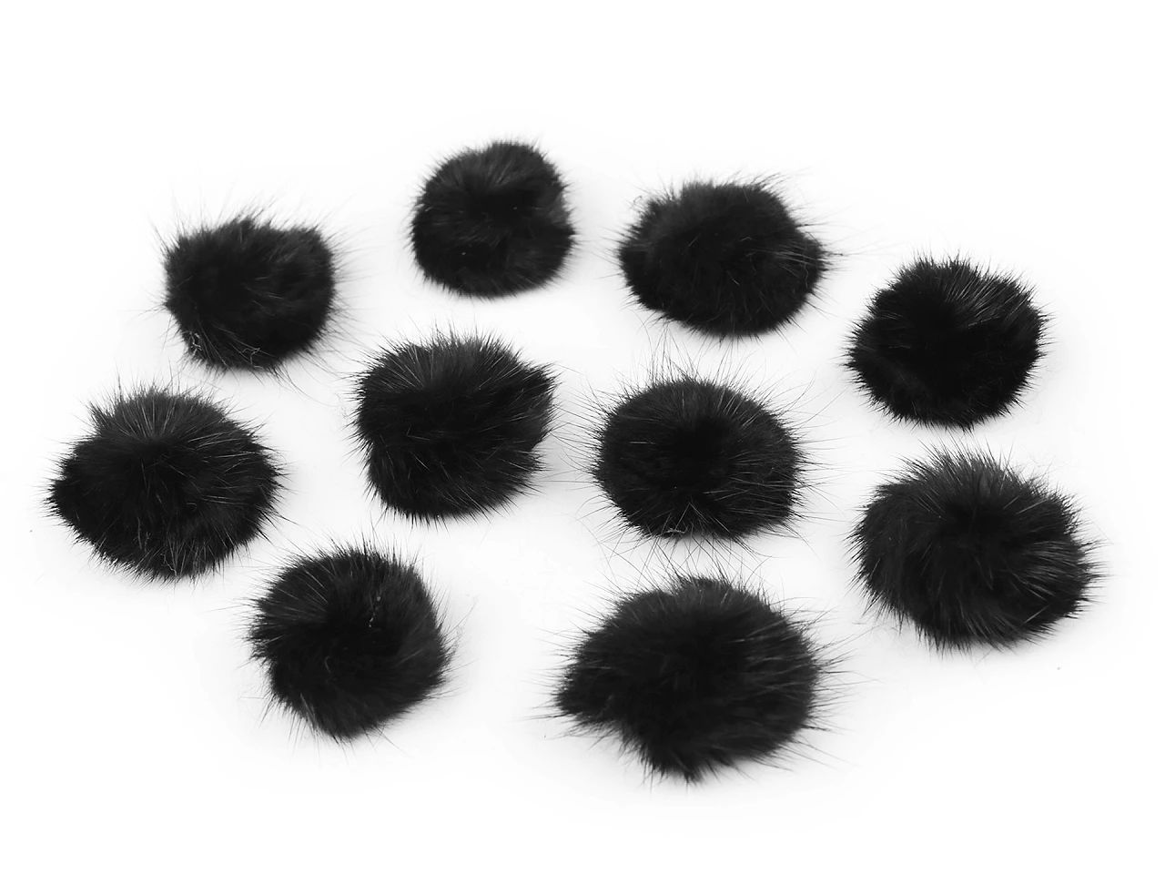 Aplicatie pompon din blană 3 cm-negru, 10 buc, 50% reducere