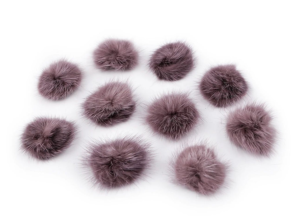 Aplicatie pompon din blană 3 cm-violet, 10 buc, 50% reducere