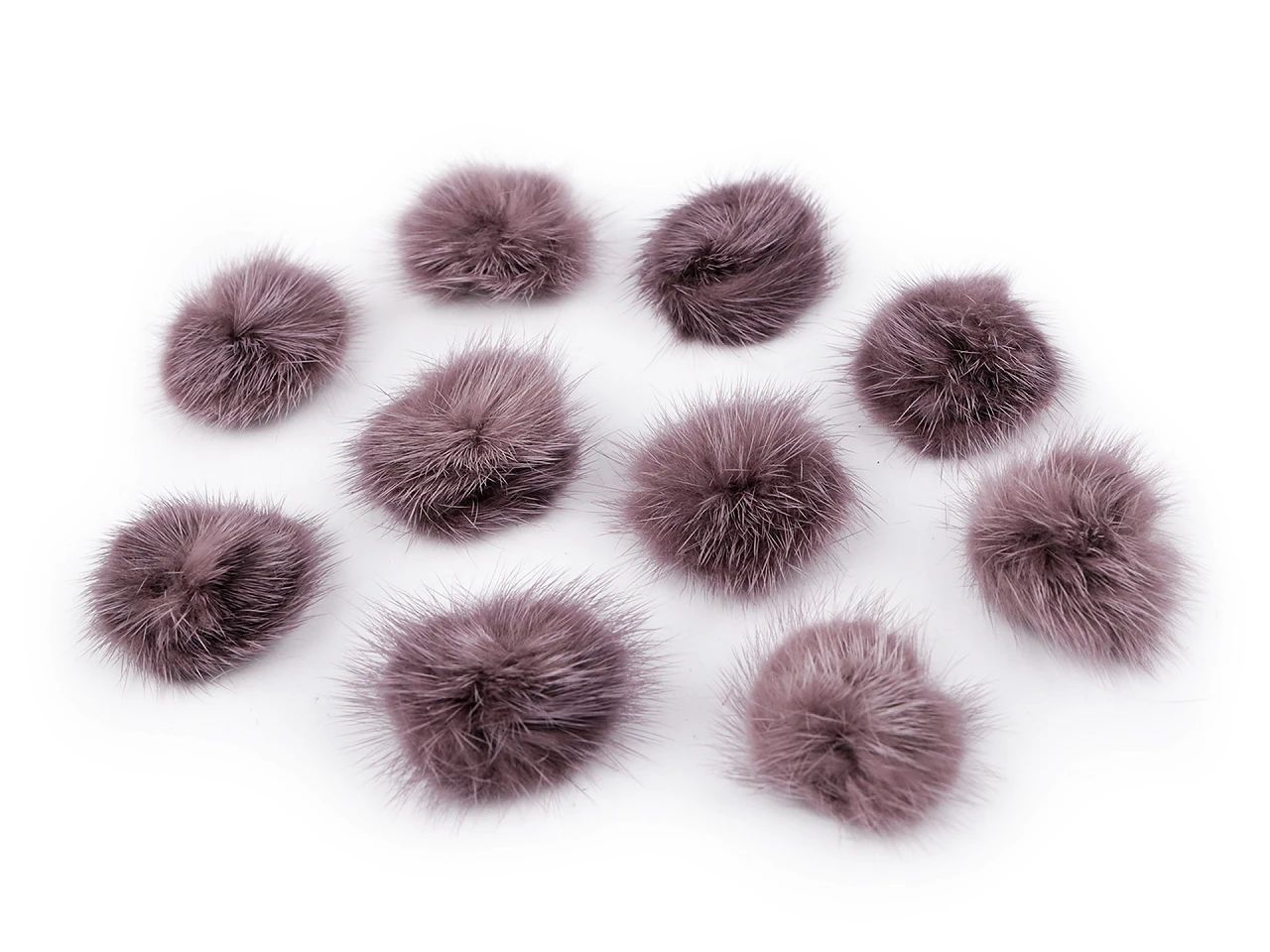 Aplicatie pompon din blană 3 cm-violet, 10 buc, 50% reducere