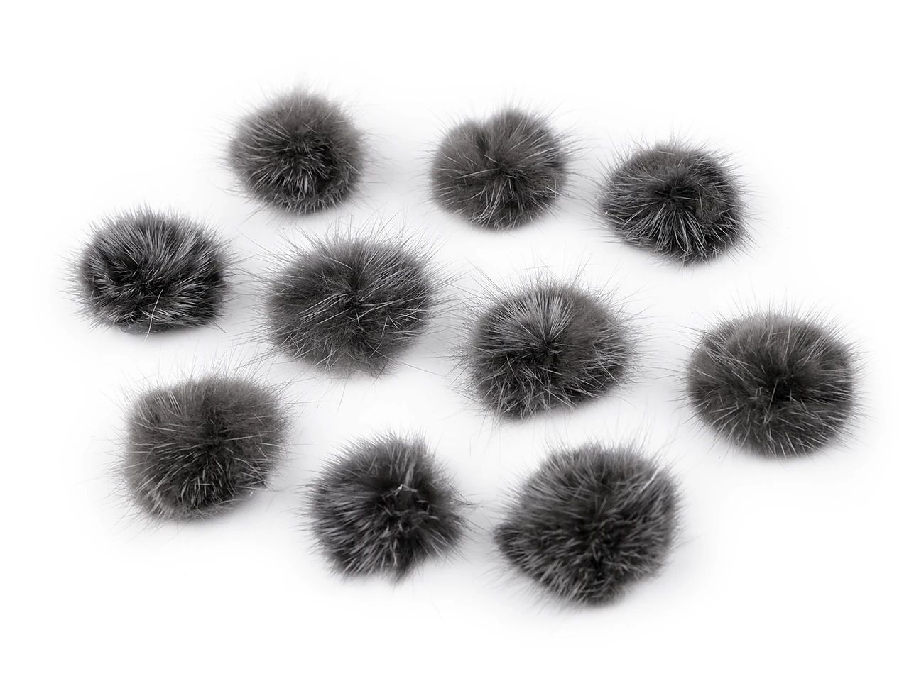 Aplicatie pompon din blană 3 cm-hematit, 10 buc, 50% reducere
