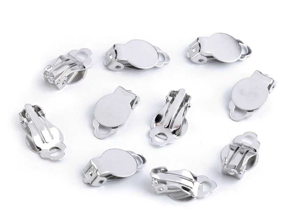 Bază cercei cu clips, 10x18 mm-platinum, 17 pereche, reducere 50%