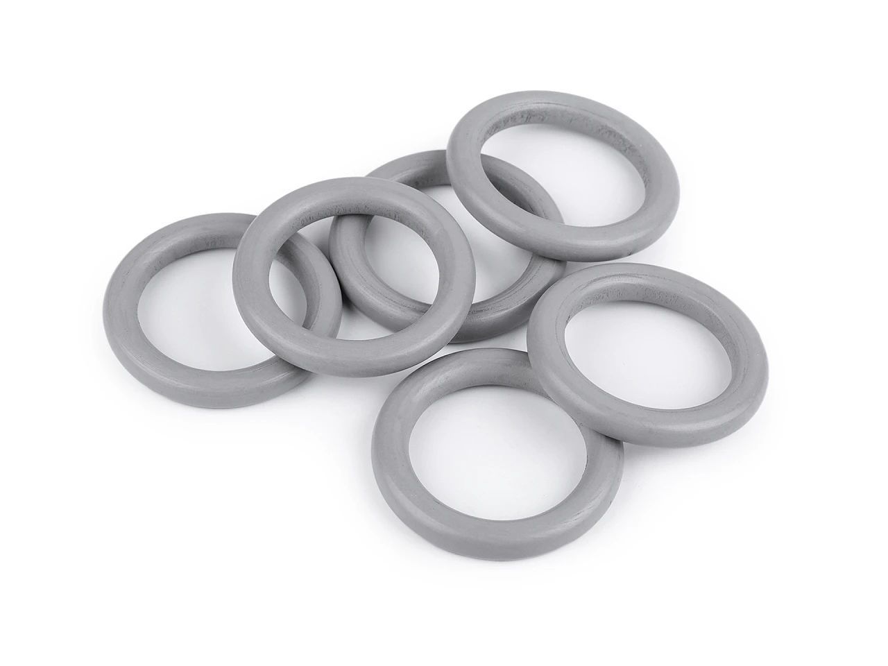 Inele colorate din lemn 50 mm, gri, pachet 20 buc, reducere 50%