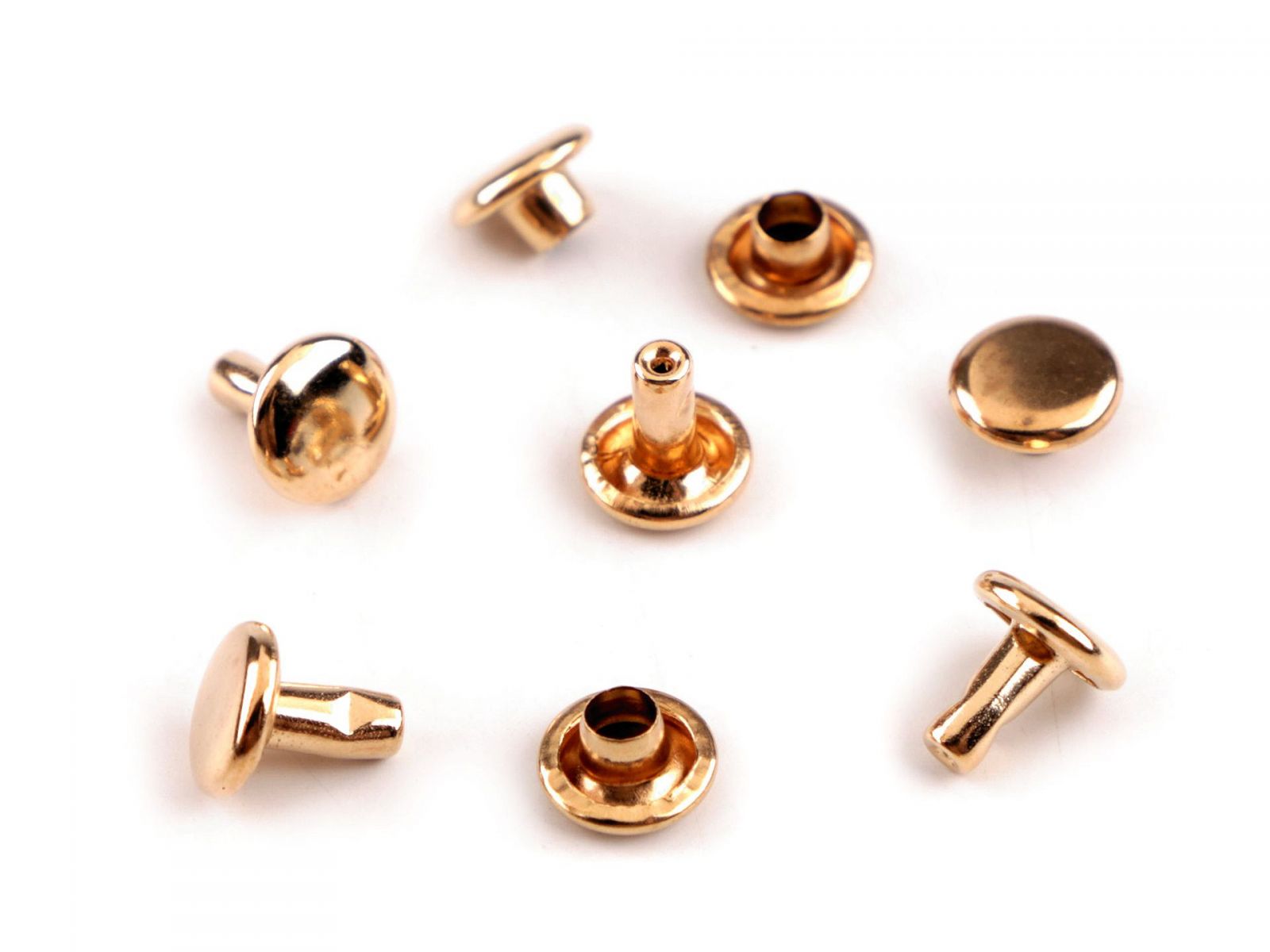 Capse cap plat (nituri), Ø10 mm-rosegold, set 50 pereche