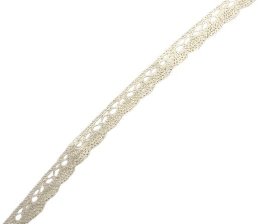 Dantelă bumbac croşetată, lățime 15 mm- crem, 7 ml, reducere 50%