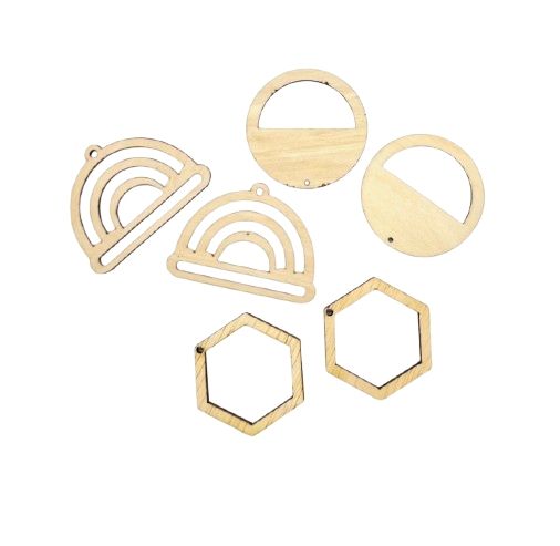 Baze cercei lemn pentru macrame mixt- model 3, set 10 pereche, reducere 50%