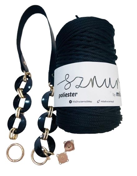 Pachet poseta negru, accesorii aurii