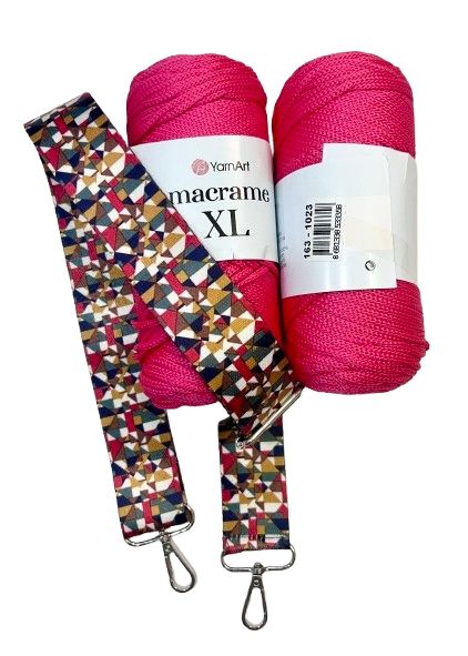 Pachet Macrame XL rosu+ curea textila