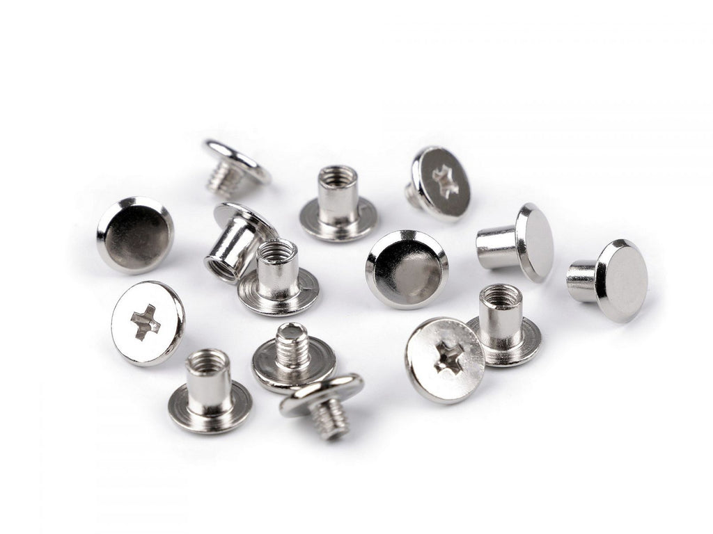 Butoni cu șurub pentru pielarie, Ø10 mm, nichel, lungime 8.7 mm