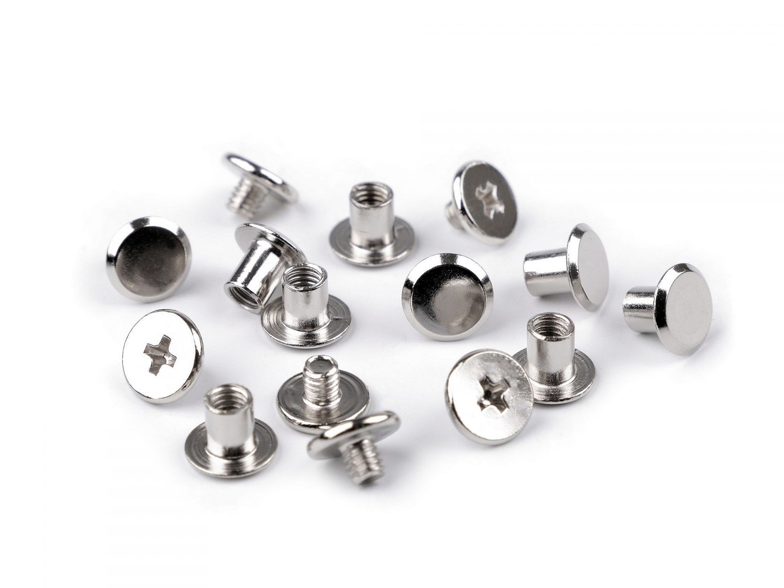 Butoni cu șurub pentru pielarie, Ø10 mm, nichel, lungime 8.7 mm