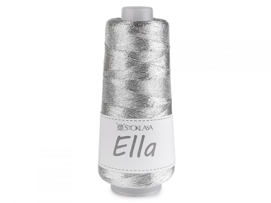 Fir de tricotat metalic Ella 200 g, argintiu