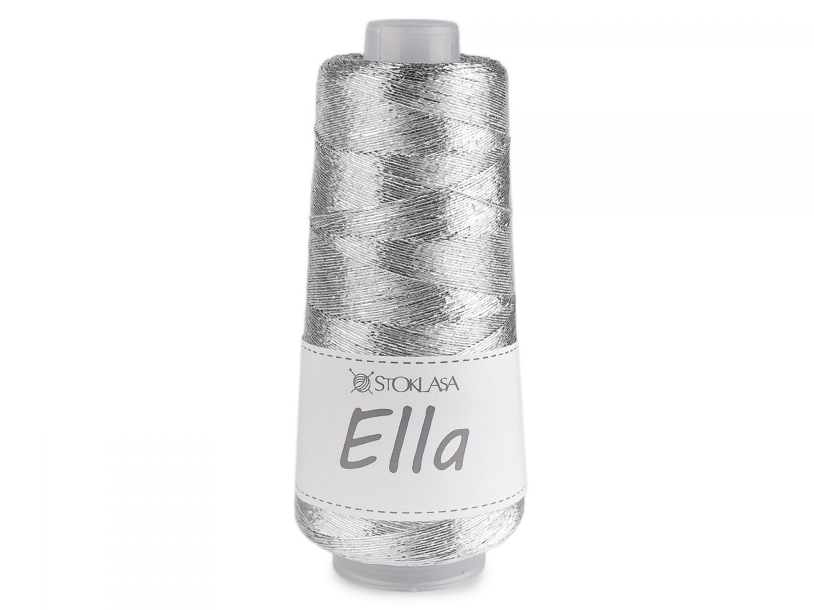 Fir de tricotat metalic Ella 200 g, argintiu