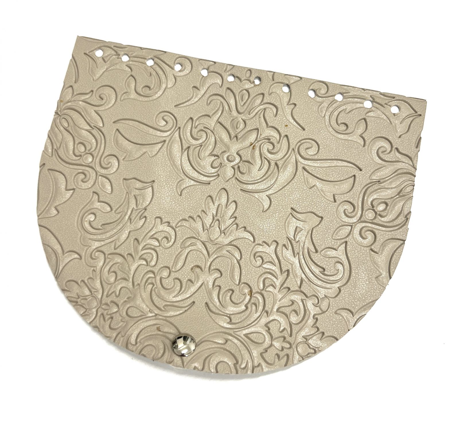 Clapeta geanta cu inchizatoare magnetica, piele ecologica, 20x17 cm, bej perlat cu model in relief