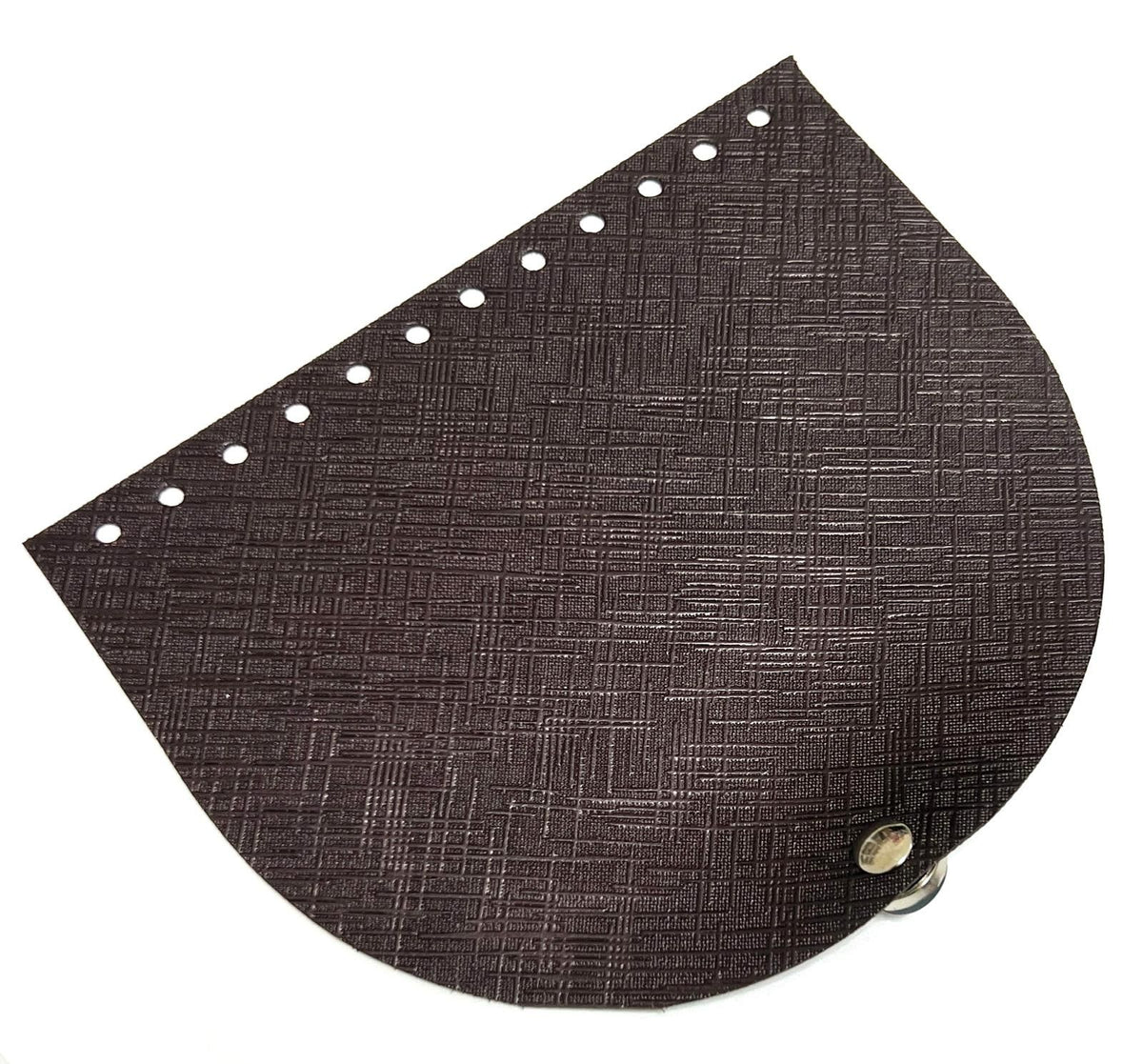 Clapeta geanta cu inchizatoare magnetica, piele ecologica, 20x17 cm- maro inchis cu model-nichel