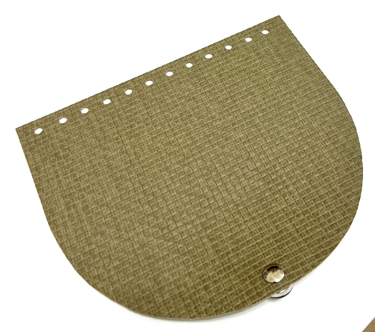 Clapeta geanta cu inchizatoare magnetica, piele ecologica, 20x17 cm- khaki cu model caramida- nichel