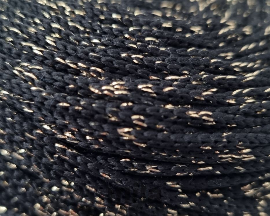 Snur de poliester 3mm Glitter, 200m, GZ171, negru auriu
