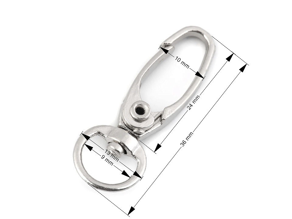 Carabină metalică pivotantă, gaură 10 mm, nichel